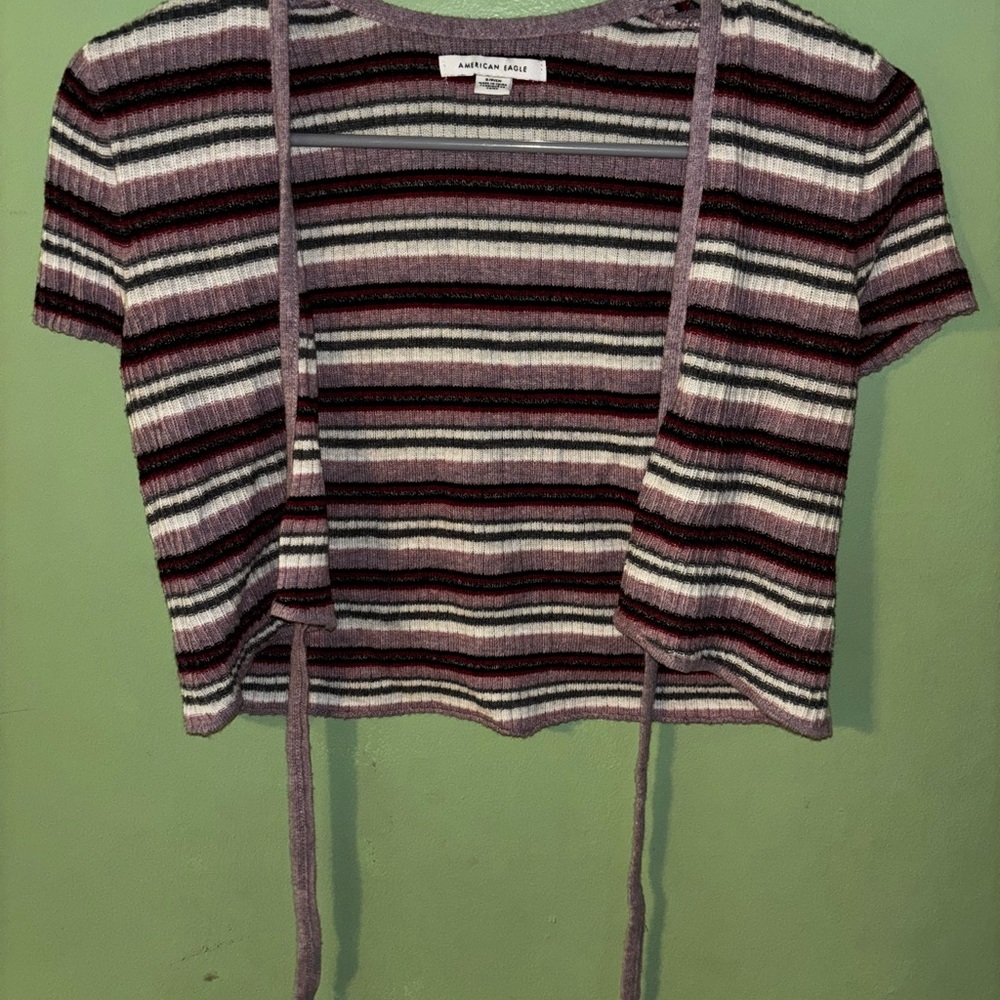 American Eagle Striped Tie Front Crop Top
